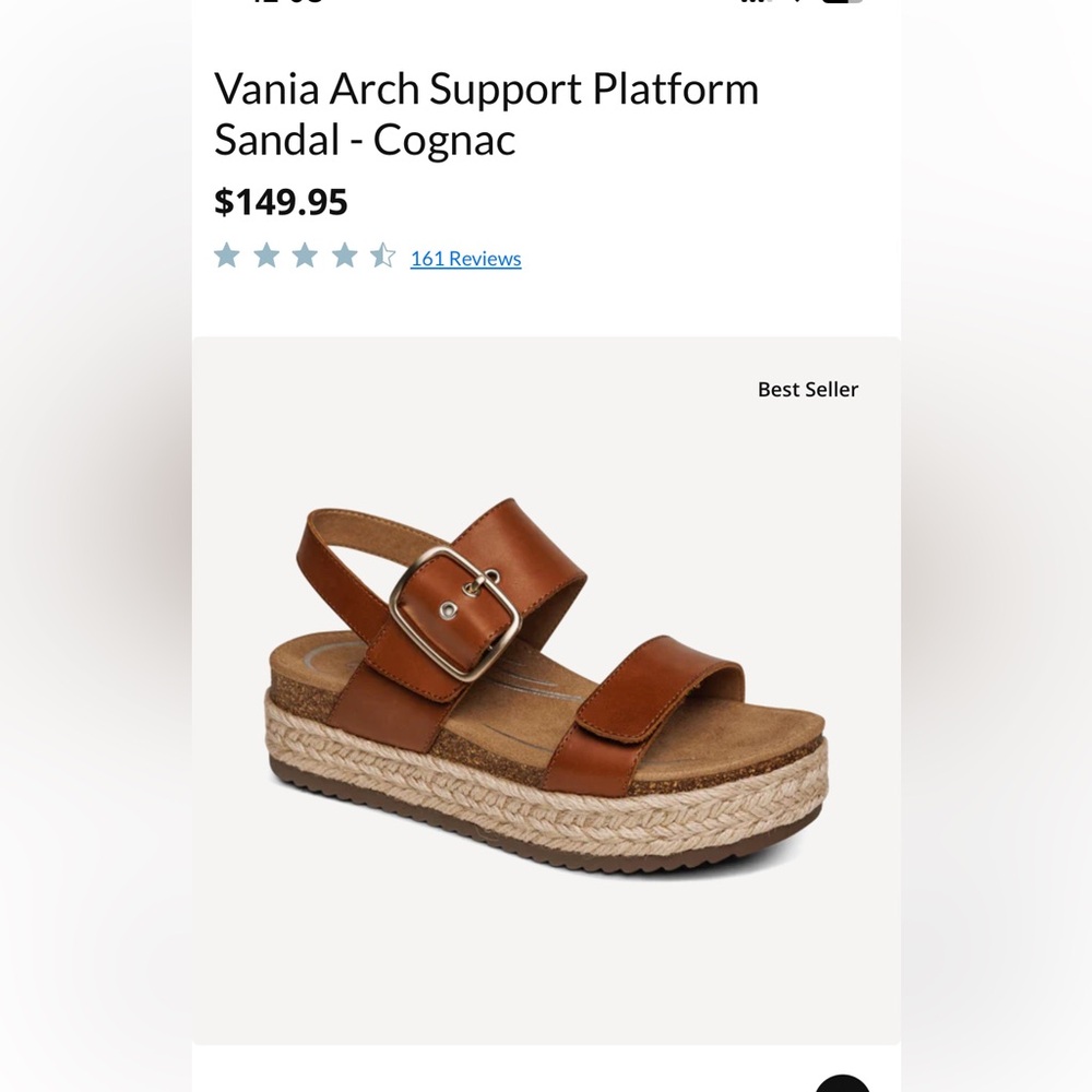Aetrex Vania Cognac Platform Sandals